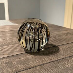 Source Unknown Glass Art Orb with Black Swirl Accents